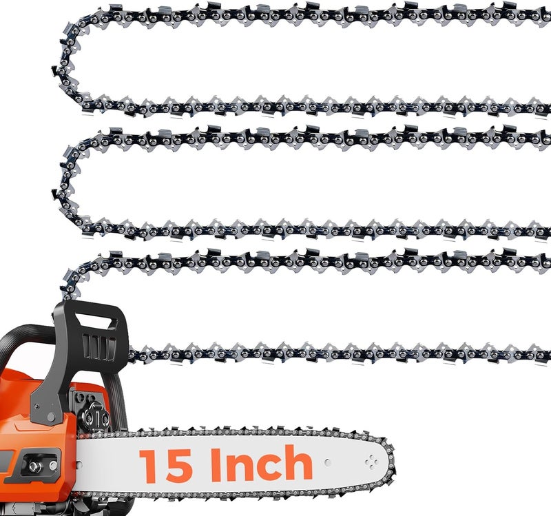 EXSHP 15 Inch Chisel Chainsaw Chain .050 .325 64DL for Husqvarna 50 55 455 Rancher Jonsered 325 Dolmar (3 Packs) (20YLP-6) - Image 1